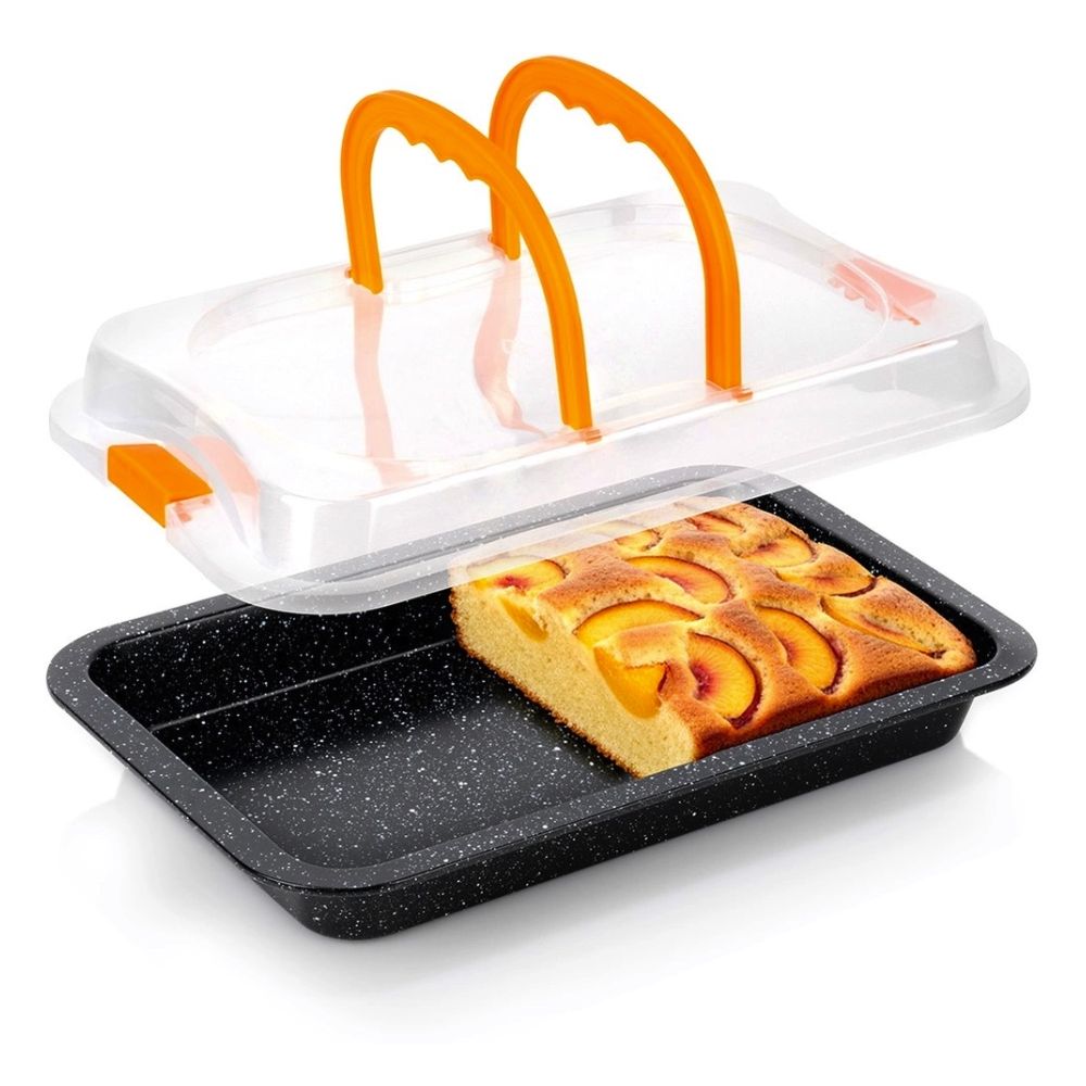 Rectangular granite baking pan with lid - Vilde - 36 x 23 x 4,5 cm