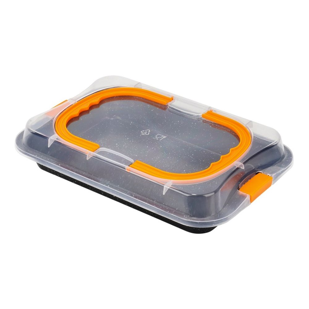 Rectangular granite baking pan with lid - Vilde - 36 x 23 x 4,5 cm