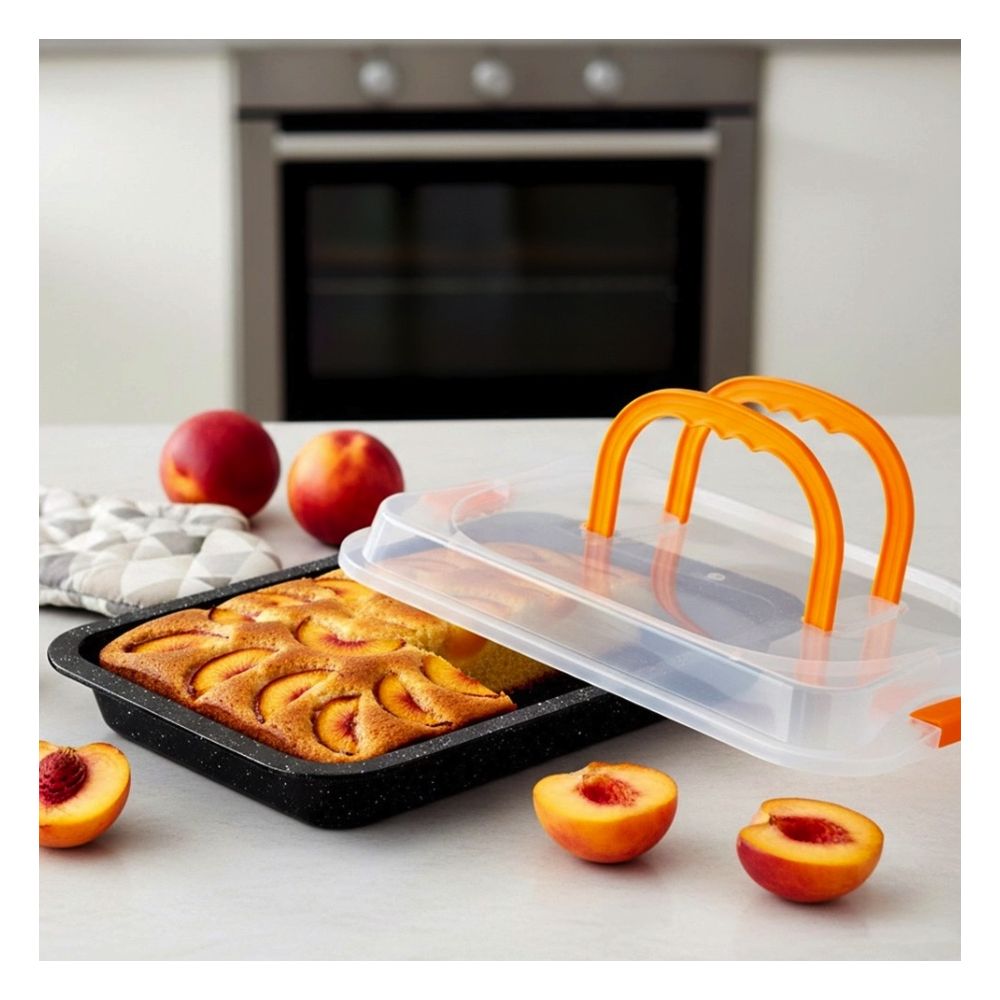 Rectangular granite baking pan with lid - Vilde - 36 x 23 x 4,5 cm