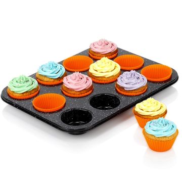Muffin pan with silicone muffin cups - Vilde - 35,5 x 26,5 x 3 cm
