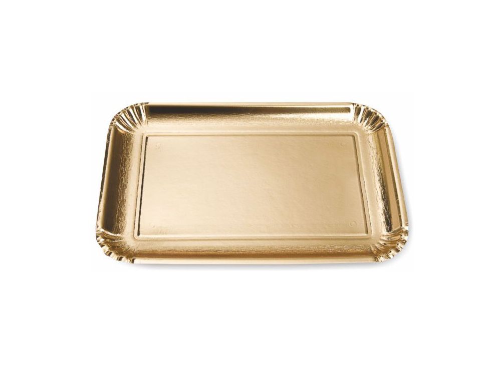 Tacka pod ciasta Elite - Cuki - złota, 23,5 x 34 cm