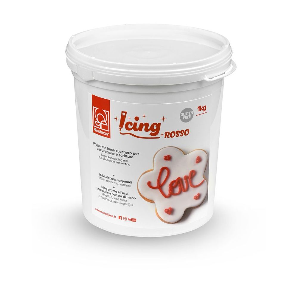 Lukier do dekorowania - Modecor - czerwony brokatowy 1 kg