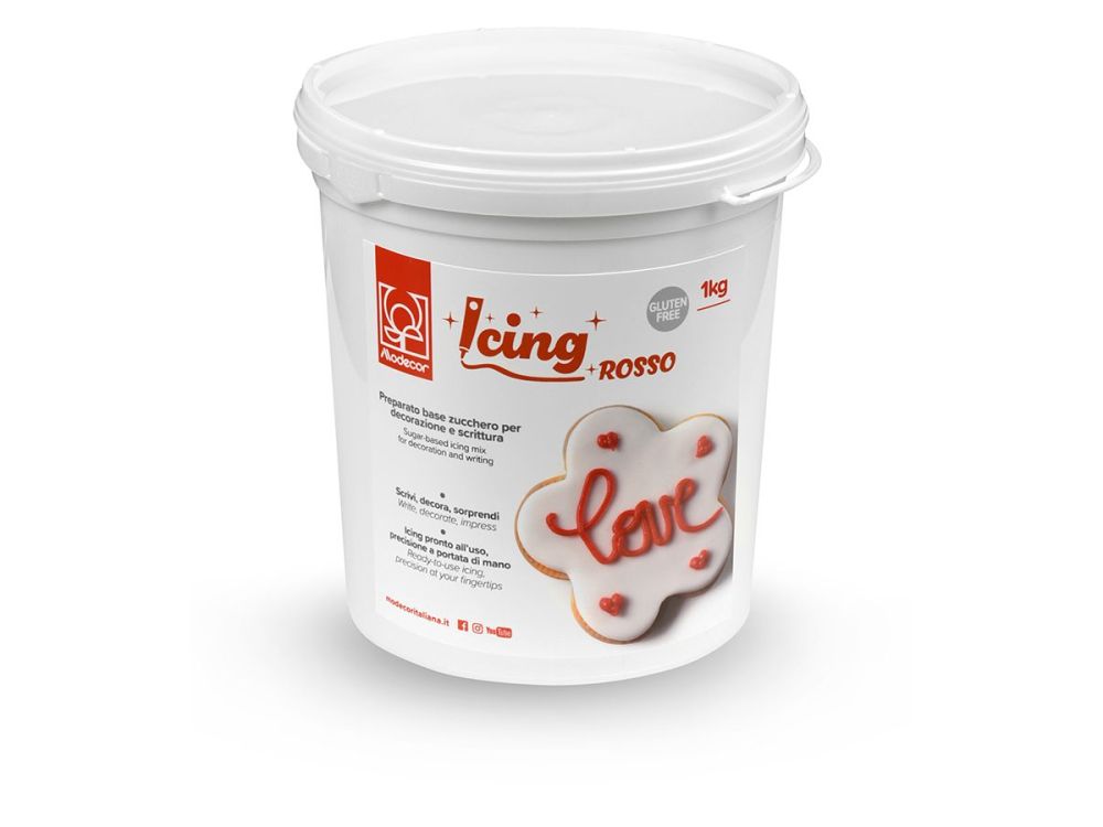 Lukier do dekorowania - Modecor - czerwony brokatowy 1 kg