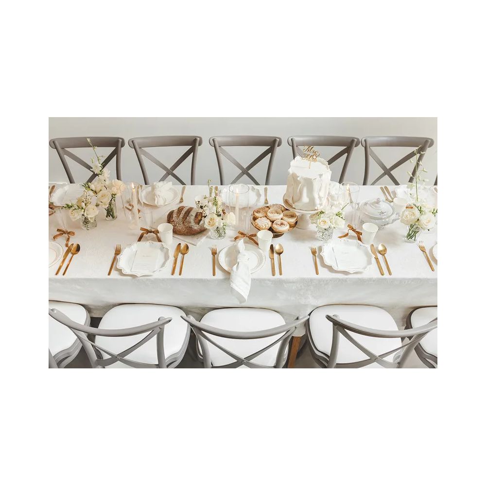 Talerzyki papierowe - PartyDeco - białe z ornamentem 26 cm 6 szt.