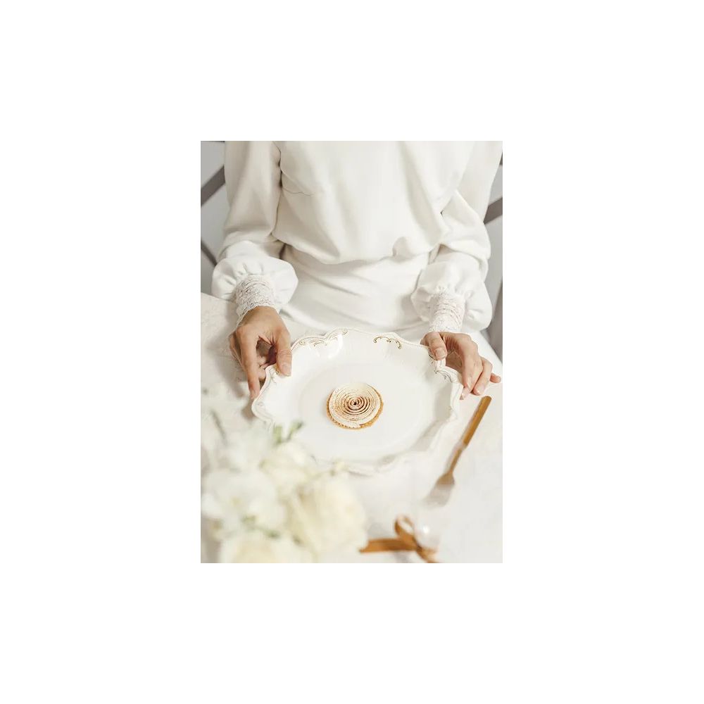 Paper Plates – PartyDeco – white with ornament 26 cm 6 pcs