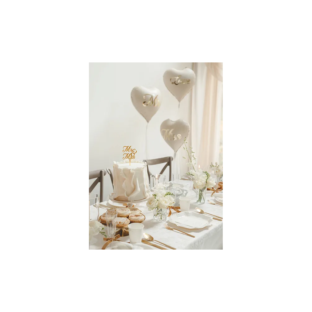 Topper akrylowy na tort Mr & Mrs - PartyDeco - złoty