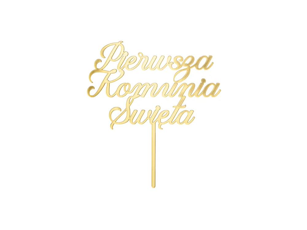 Topper akrylowy na tort Pierwsza Komunia Święta - PartyDeco - złoty