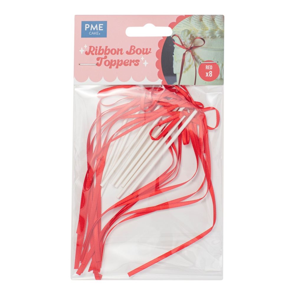 Cake Toppers Bows – PME – Red 8 pcs