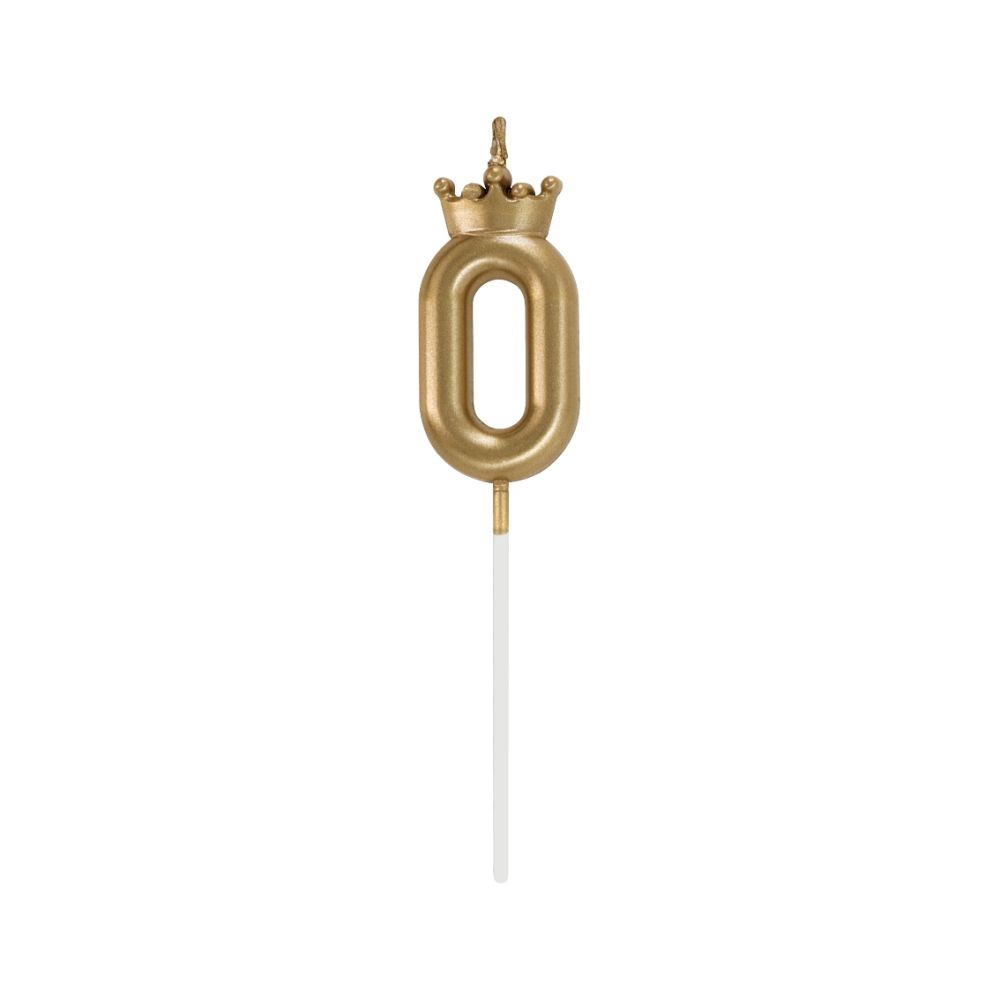 Birthday Candle Number 0 with Crown – GoDan – Champagne Gold