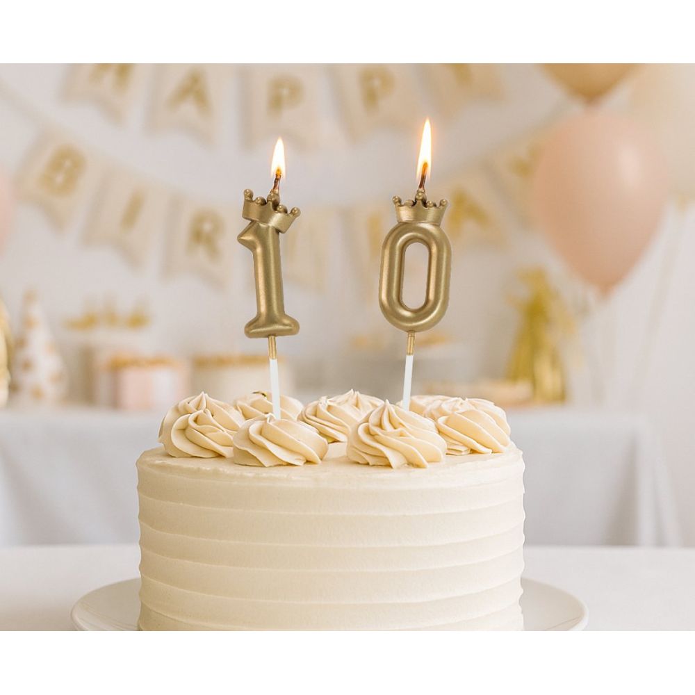 Birthday Candle Number 0 with Crown – GoDan – Champagne Gold