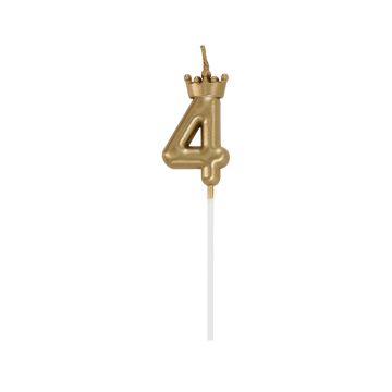 Birthday Candle Number 4 with Crown – GoDan – Champagne Gold