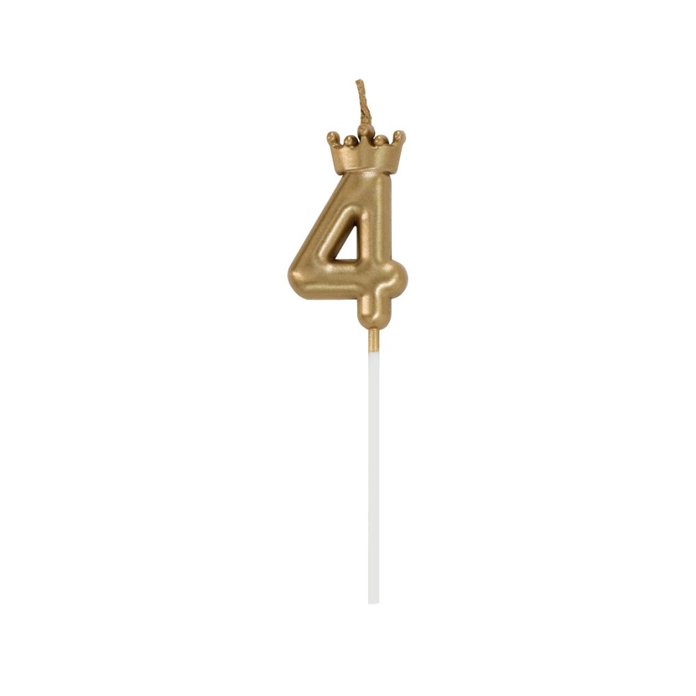 Birthday Candle Number 4 with Crown – GoDan – Champagne Gold