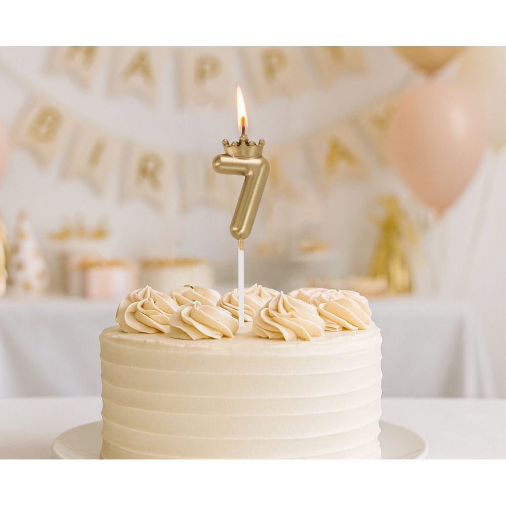 Birthday Candle Number 7 with Crown – GoDan – Champagne Gold