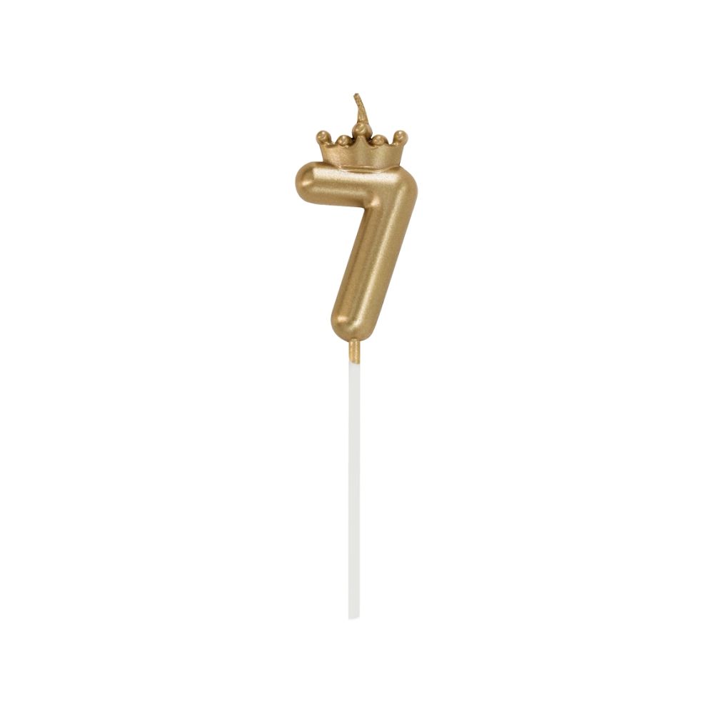 Birthday Candle Number 7 with Crown – GoDan – Champagne Gold