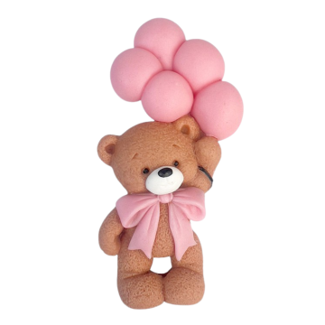 Sugar Cake Decoration – Slado – Teddy Bear with Pink Balloons
