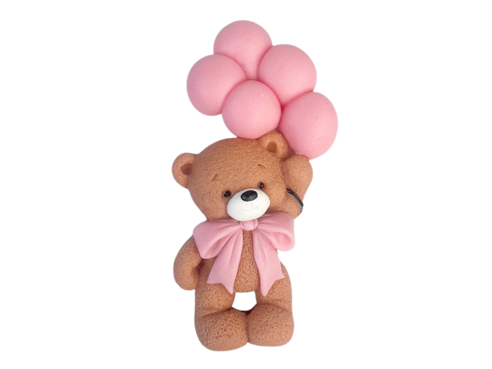 Sugar Cake Decoration – Slado – Teddy Bear with Pink Balloons