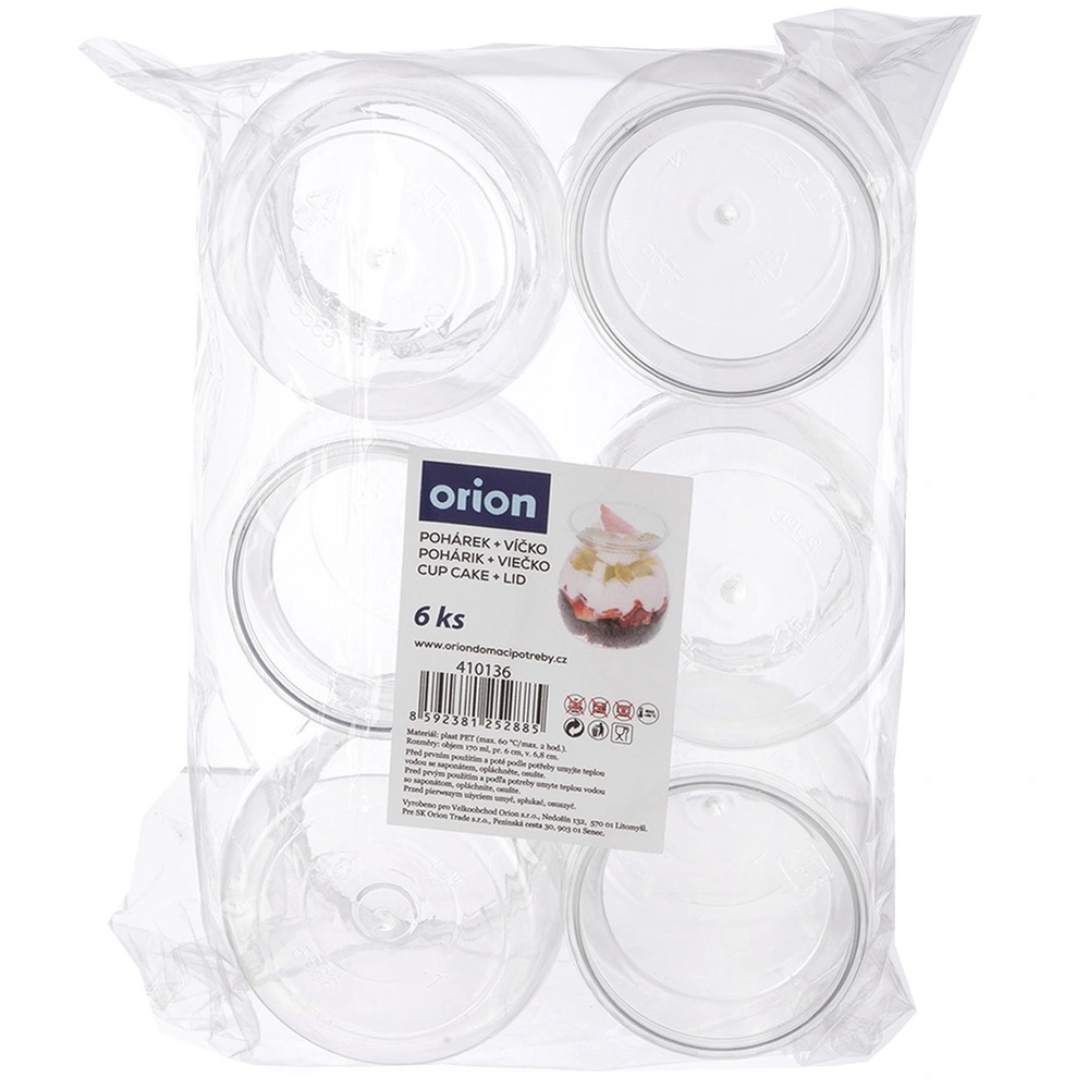 Pucharki na desery i przystawki z pokrywkami - Orion - 160 ml 6 szt.