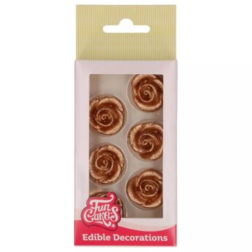 Ozdoby cukrowe Złote Róże - FunCakes - 6 szt.
