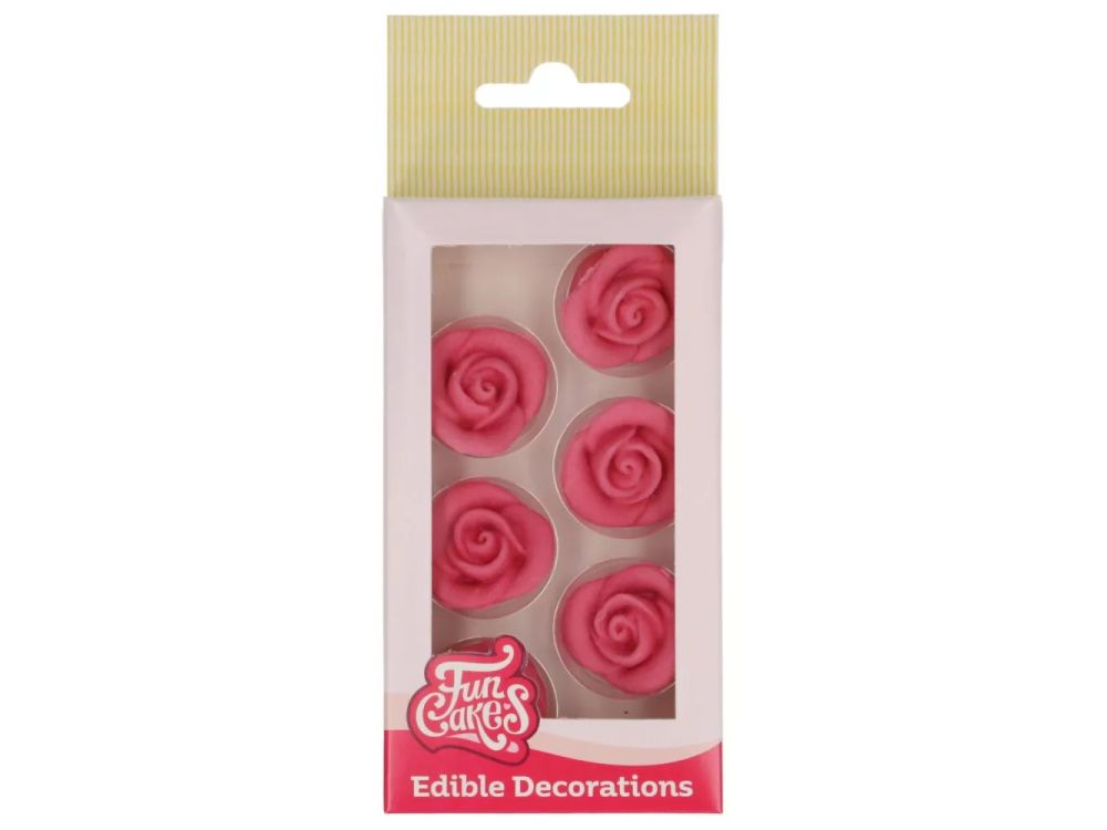 Sugar Decorations Pink Roses – FunCakes – 6 pcs