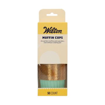 Muffin Cups Aqua and Gold – Wilton – 50 pcs