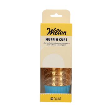 Muffin Cups Blue and Gold – Wilton – 50 pcs
