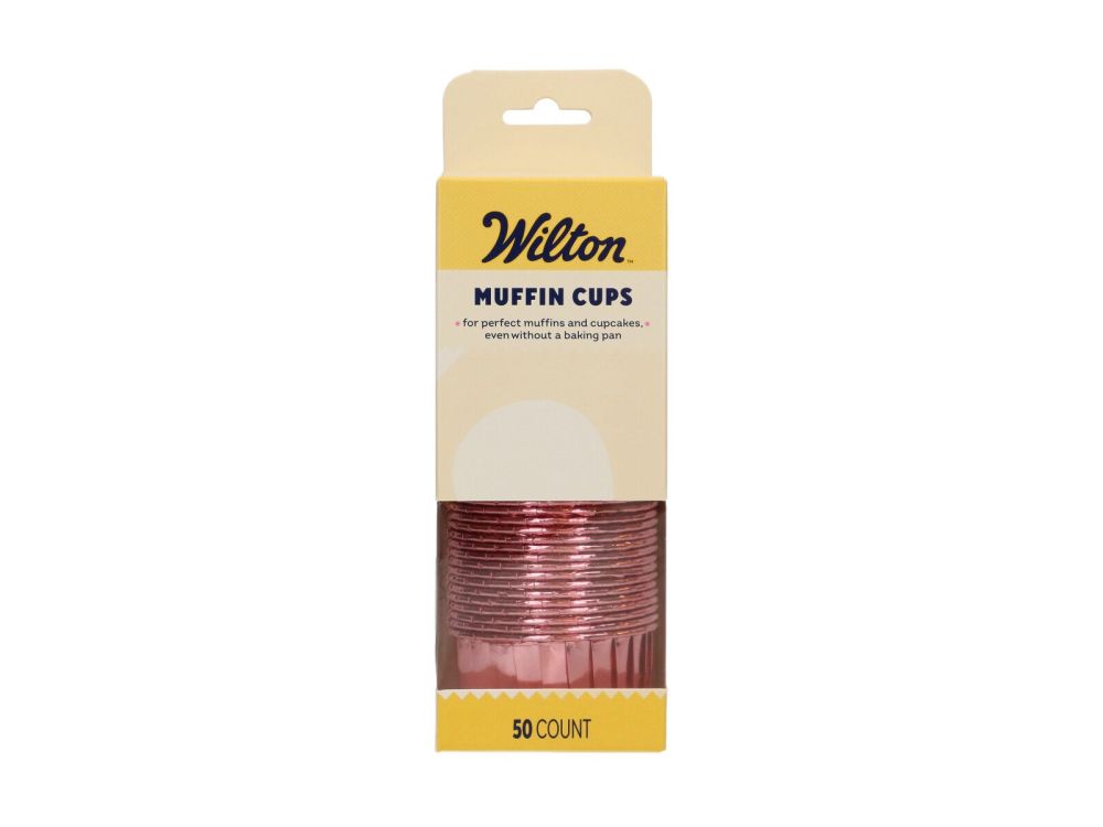Papilotki do muffinek metaliczny różowy - Wilton - 50 szt.