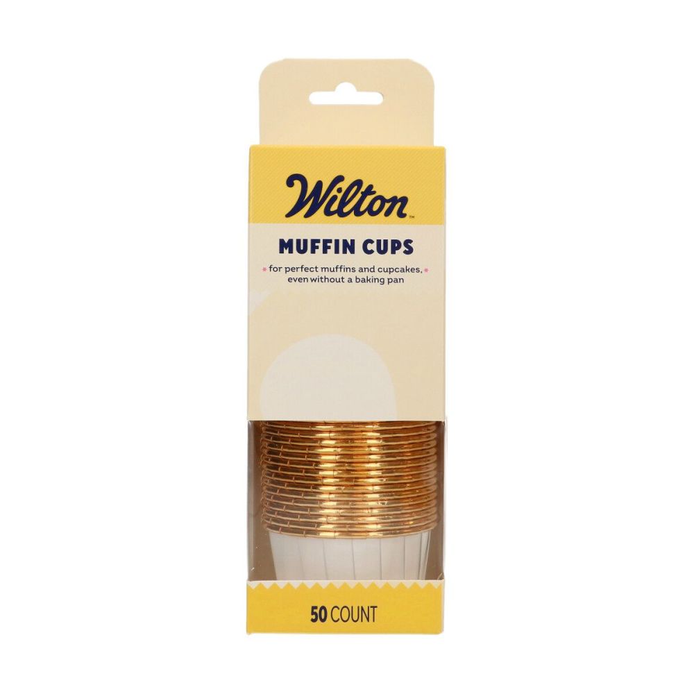 Muffin Cups White and Gold – Wilton – 50 pcs