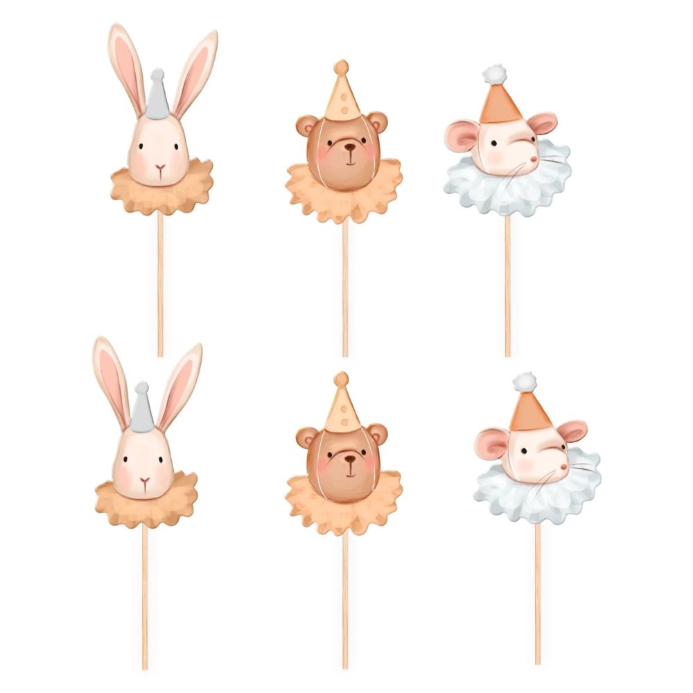 Toppery na muffinki Baby - Królik Miś Myszka 6 szt.