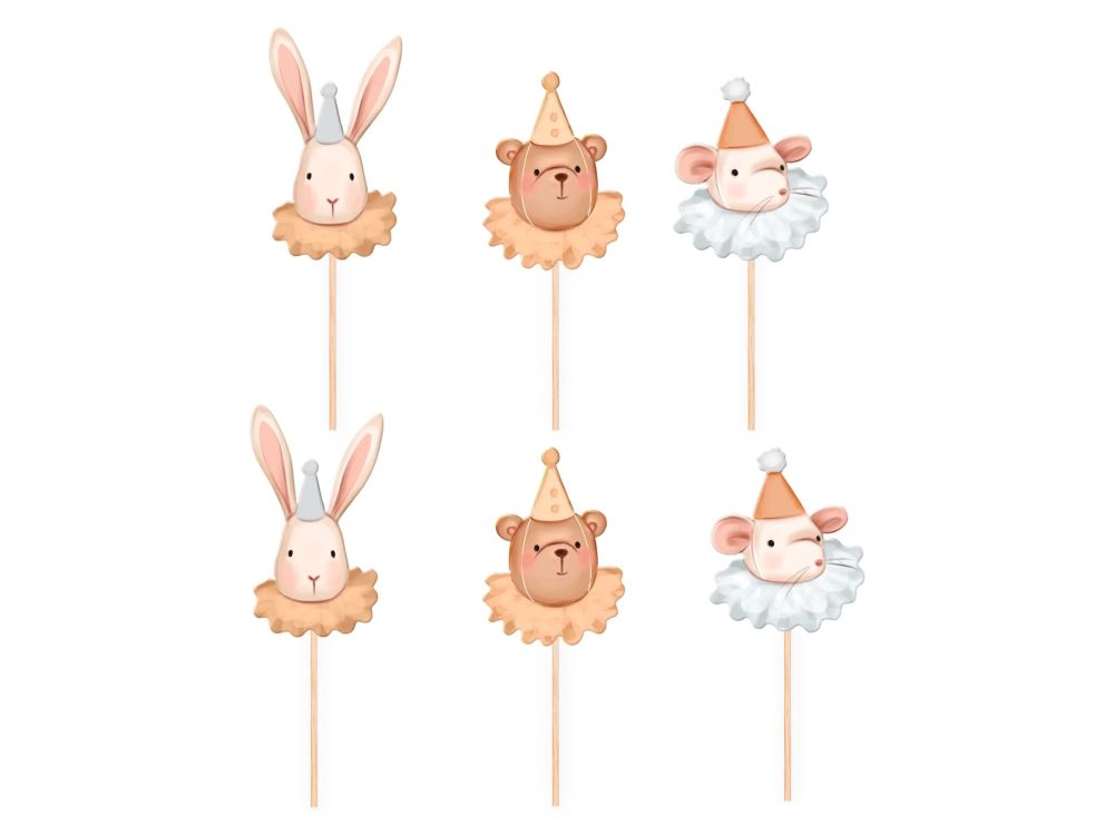 Toppery na muffinki Baby - Królik Miś Myszka 6 szt.
