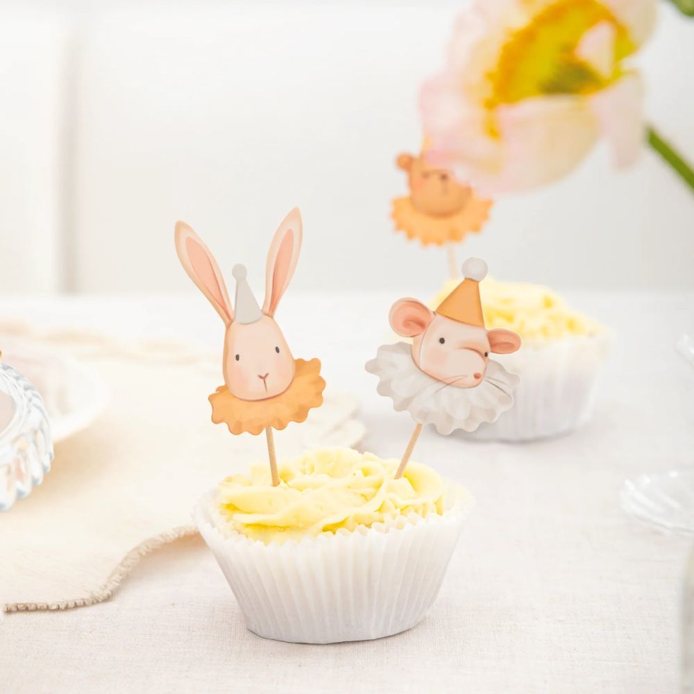 Cupcake toppers “Baby” – Bunny, Teddy Bear, Mouse – 6 pcs