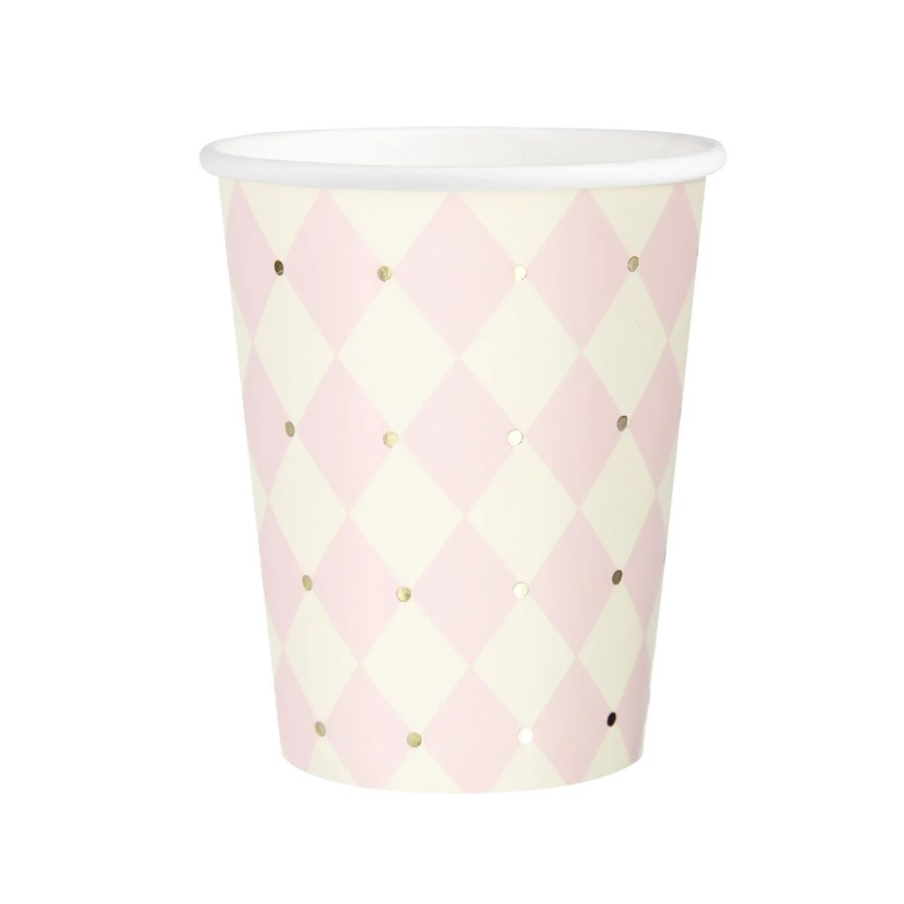 Paper cups Diamond pattern – Party Pal – pink 220 ml 6 pcs