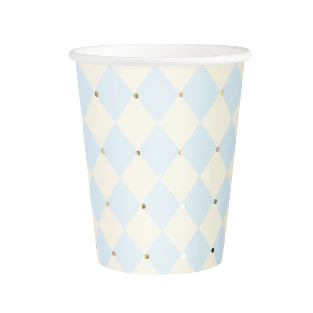 Paper cups Diamond pattern – Party Pal – blue 220 ml 6 pcs