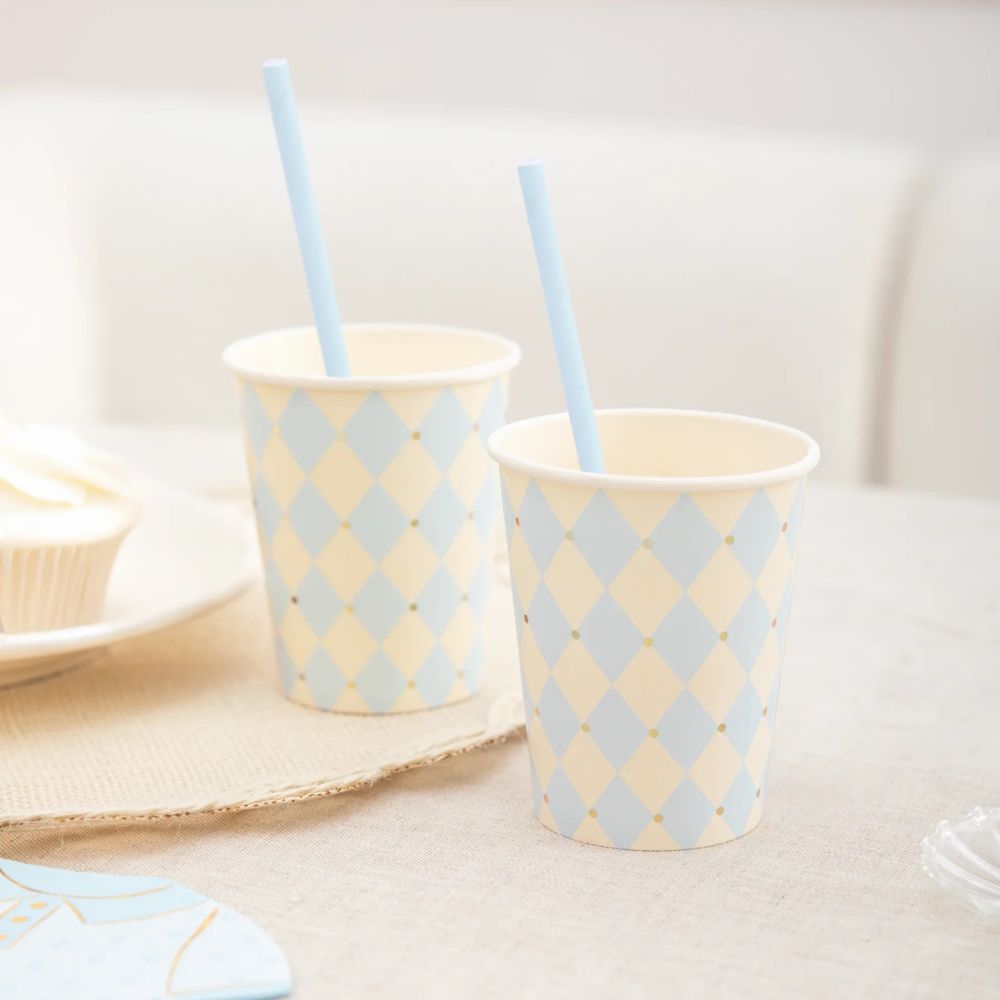 Paper cups Diamond pattern – Party Pal – blue 220 ml 6 pcs