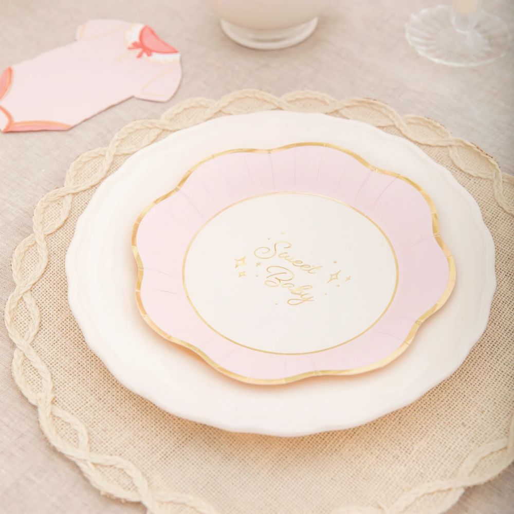 Talerzyki papierowe Sweet Baby - Party Pal - różowe 21,5 cm 6 szt.