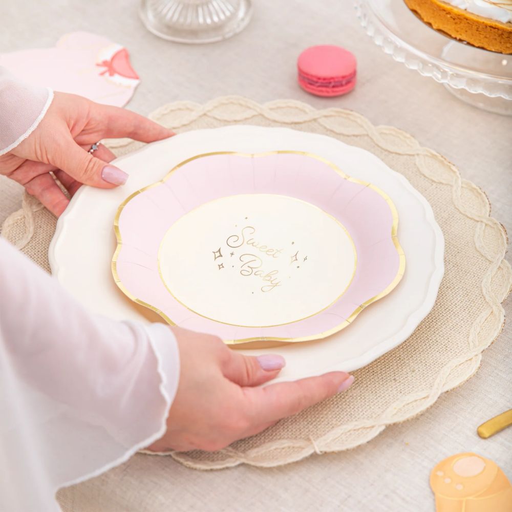 Talerzyki papierowe Sweet Baby - Party Pal - różowe 21,5 cm 6 szt.