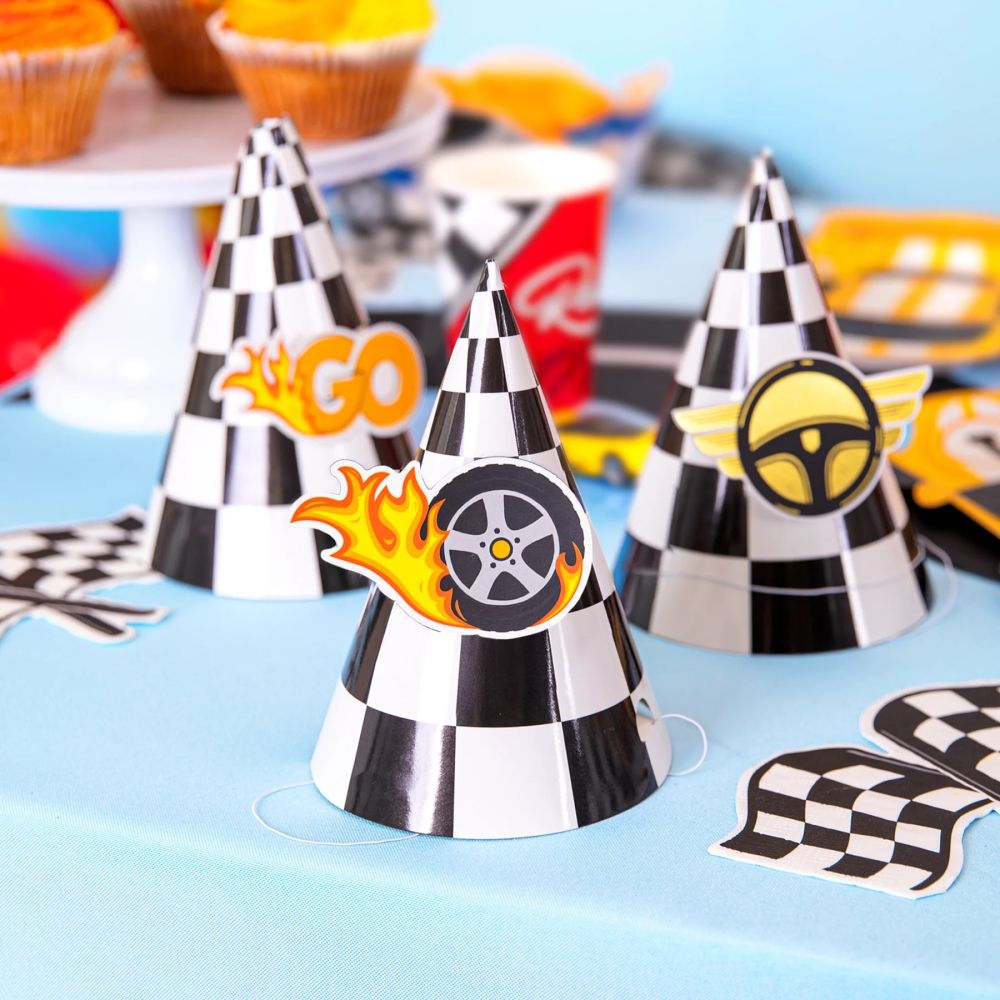 Czapeczki papierowe Wyścigówki - Party Pal - 6 szt.
