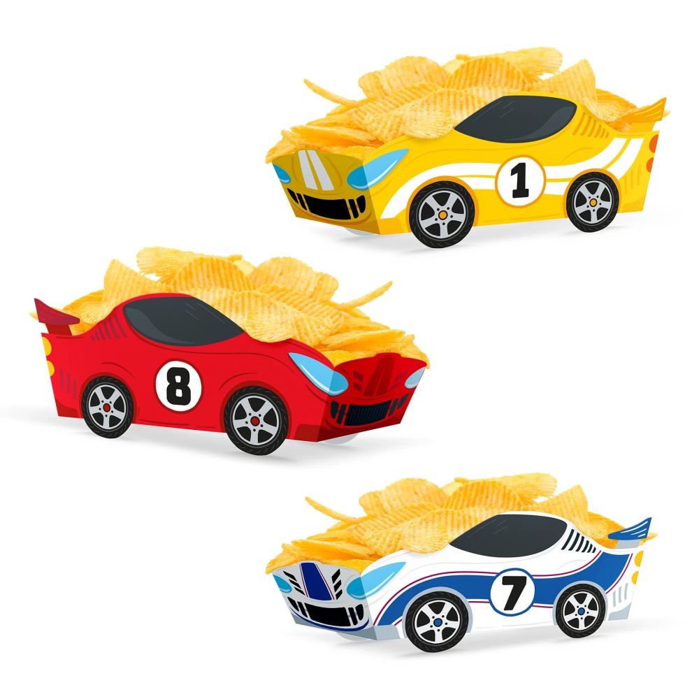 Racing Car Chip Boxes – Party Pal – 3 pcs