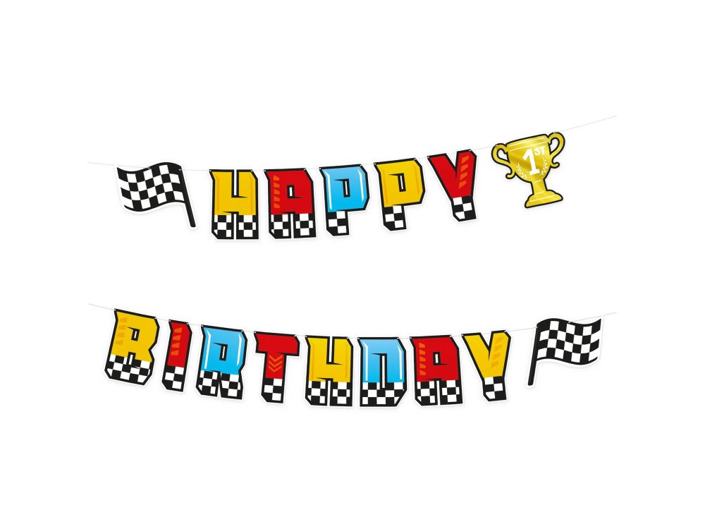 Racing Car Decorative Garland – Party Pal – Happy Birthday 220 cm