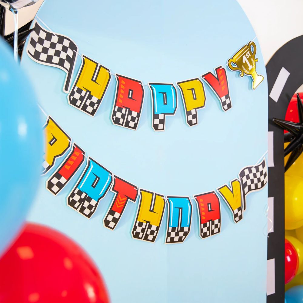 Racing Car Decorative Garland – Party Pal – Happy Birthday 220 cm