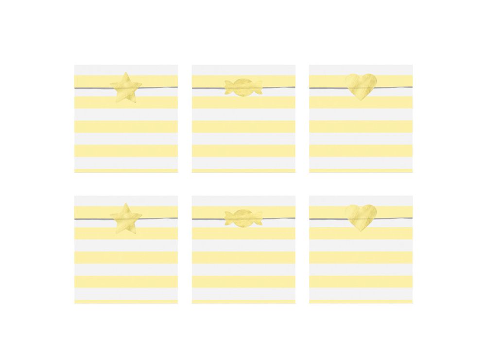 Decorative candy bags Yummy - PartyDeco - Light yellow, 6 pcs.