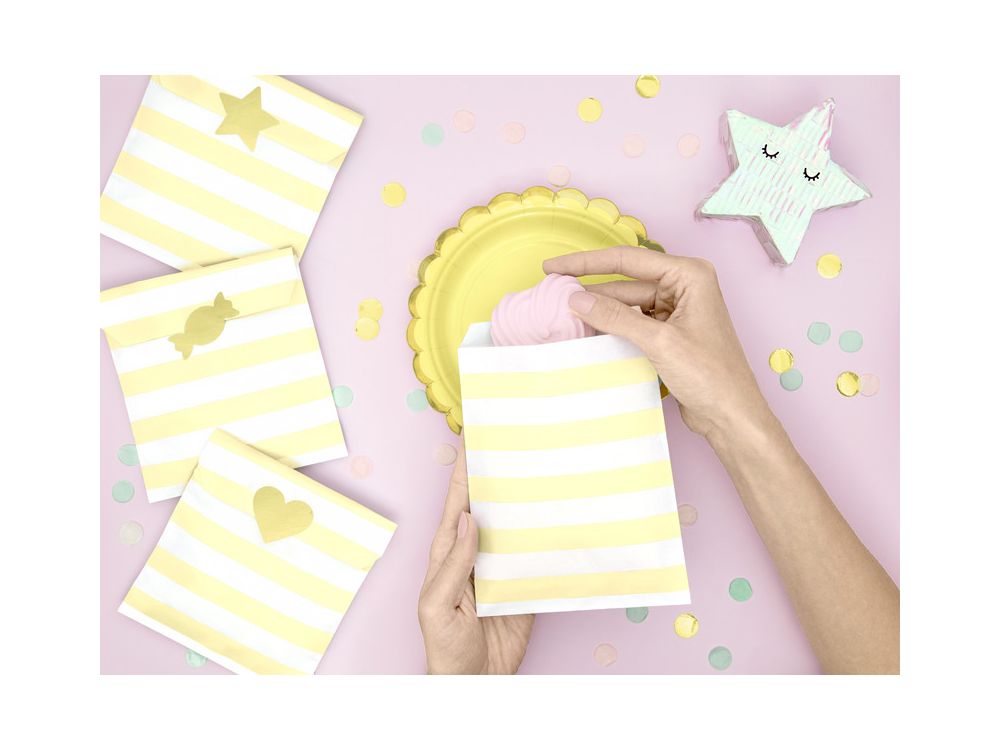 Decorative candy bags Yummy - PartyDeco - Light yellow, 6 pcs.