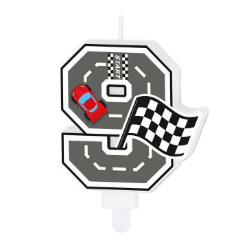 Świeczka urodzinowa Wyścigówki - Party Pal - cyfra 9