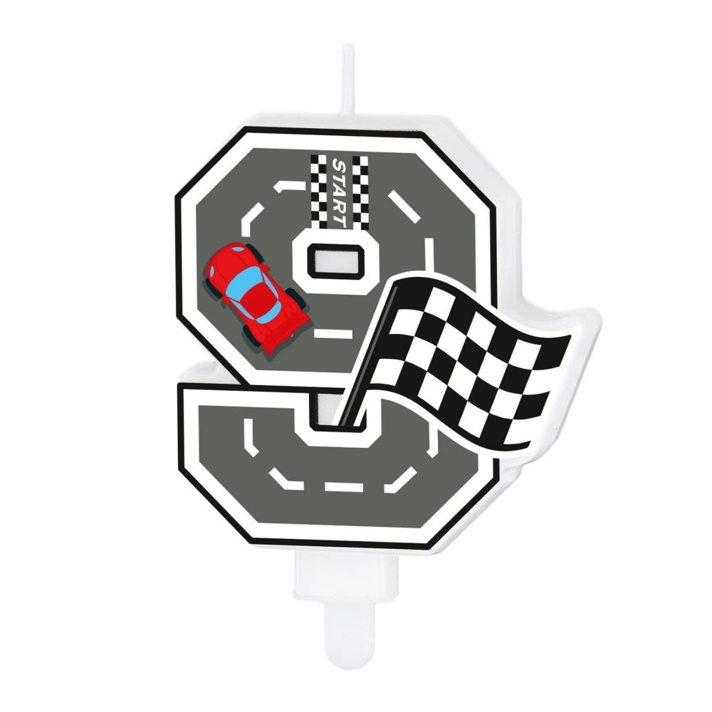 Racing Car Birthday Candle – Party Pal – Number 9