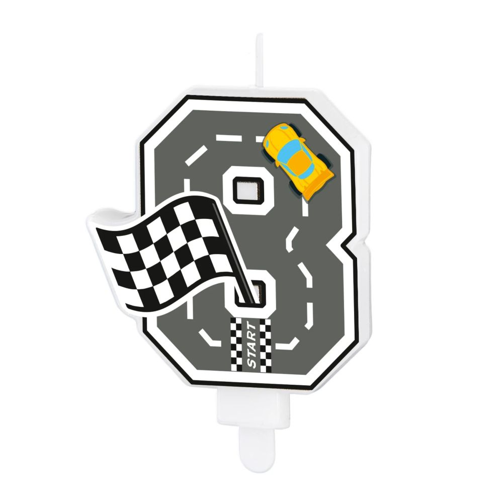Racing Car Birthday Candle – Party Pal – Number 8