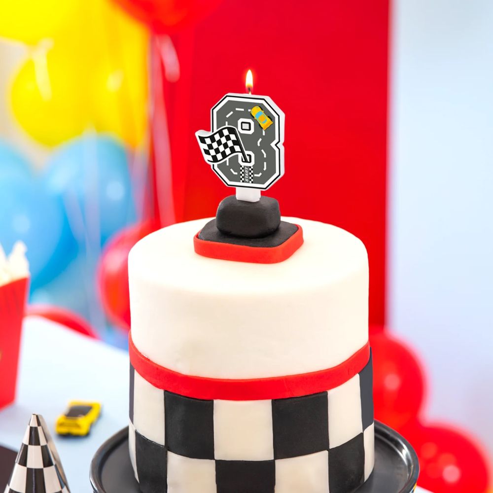 Świeczka urodzinowa Wyścigówki - Party Pal - cyfra 8