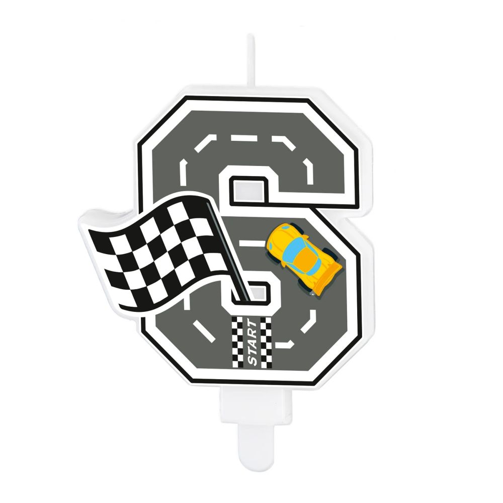 Racing Car Birthday Candle – Party Pal – Number 6