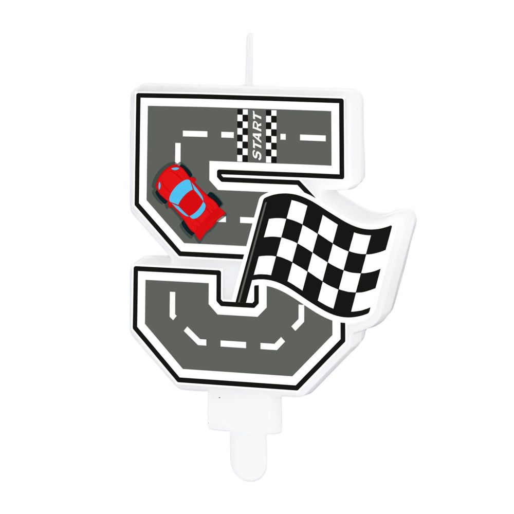 Racing Car Birthday Candle – Party Pal – Number 5