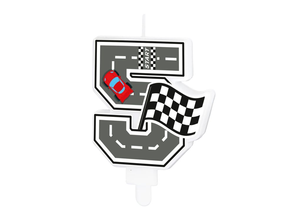Racing Car Birthday Candle – Party Pal – Number 5