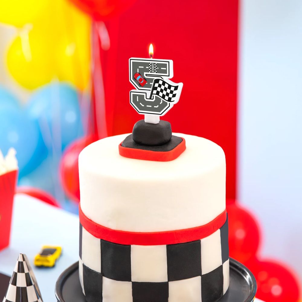 Świeczka urodzinowa Wyścigówki - Party Pal - cyfra 5