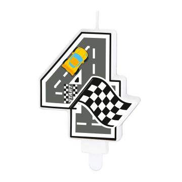 Racing Car Birthday Candle – Party Pal – Number 4